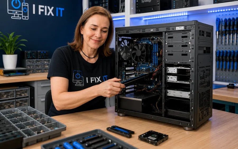 Iris herstelt een computer bij ifixIT